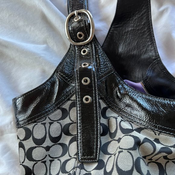 Coach Monogram and Patent Leather Hobo Shoulder Bag - Picture 5 of 7